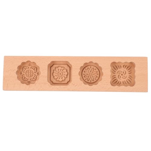 BAZEITFLOW Molde de Madera para Pastel de Luna Reutilizable Diseño Floral Tallado Molde Práctico para Bizcochos y Tartas Herramienta Tradicional para Repostería Artesanal