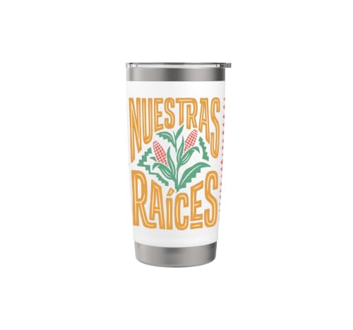 Nuestras Raices Mois du patrimoine hispanique Latino Roots Art Gobelet isotherme en acier inoxydable double paroi – vue 3