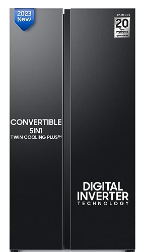 Samsung 653 L 3 Star Frost Free Convertible 5In1, Digital Inverter Wi-Fi Enabled Side By Side Refrigerator (RS76CG8003B1HL, Black Matt, 2023 Model) For Rs. 90900 @ 25% off