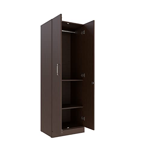 Image of Wakefit Wardrobe | 1 Year Warranty | Engineered Wood Almirah, Cupboard for Clothes Storage | 2 Door, 1 Hanging Space | Twill - Wenge