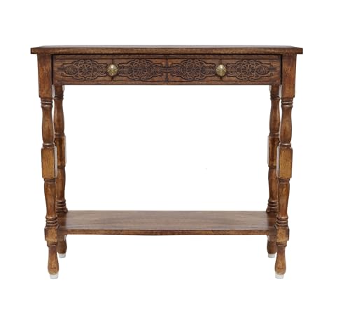 COTTON CRAFT Solid Wood Console Table - Hand Carved Accent Sofa Table