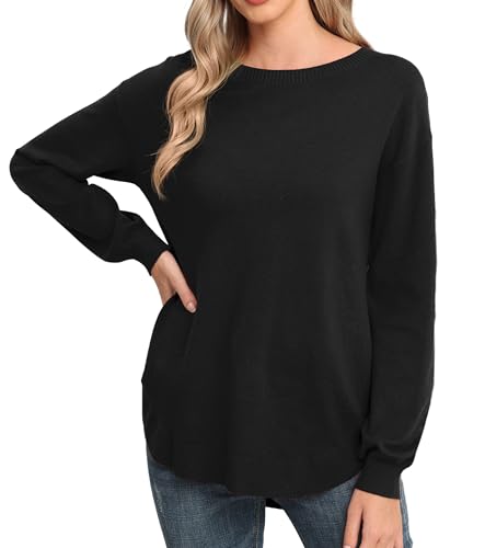 GRECERELLE Womens Long Sleeve Lightweight Crewneck Sweater Tops Casual Soft Knit Pullover Jumper3