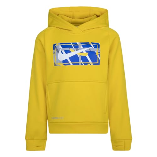 Nike THERMA FIT Boys' Pullover Hoodie (Little Kids) Vivid Sulphur (US, Numeric, 4, Vivid Sulfur)