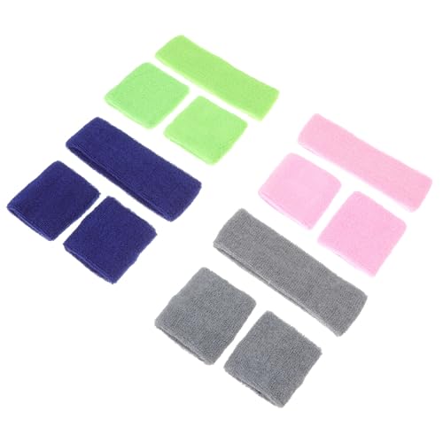 Conjunto de diademas y muñequeras de algodón elástico absorbe sudor para running