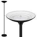 30W Torchiere Floor Lamp - 3600LM Super Bright LED Floor Lamp, 71 Inch Stepless Dimmable Standing Lamp with 3000K Lighting, Rotary Switch, Tall Metal Torch Floor lamps for Living Room/Bedroom (Black)