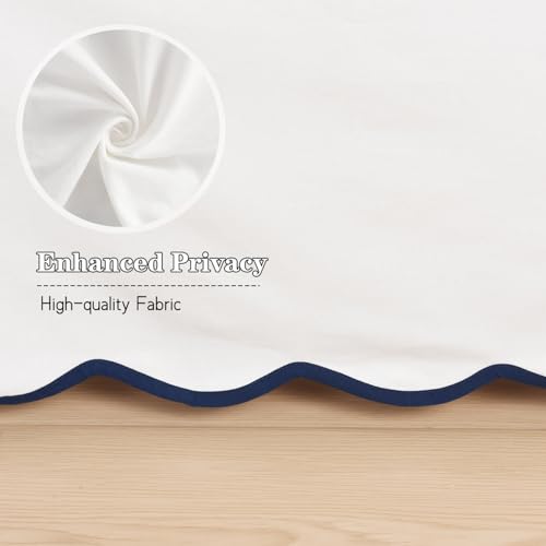 HIG Off White Chic King Bed Skirt - Easy Fit Scallop Edge Pleated Bedskirts, 14 Inch Drop Anti-Slip Dust Ruffle, Thick Fabric for Enhanced Privacy, Pre-Washed for Long-Lasting Use(N60022)