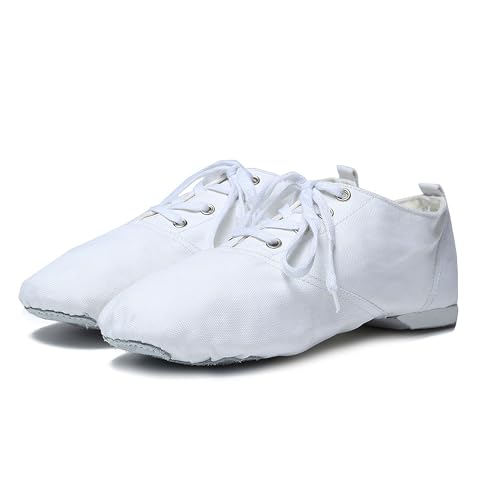 Letuwj Dance Shoes Jazz Shoes Men and Women Ballet Soft Bottom Dance Shoes White 7.5