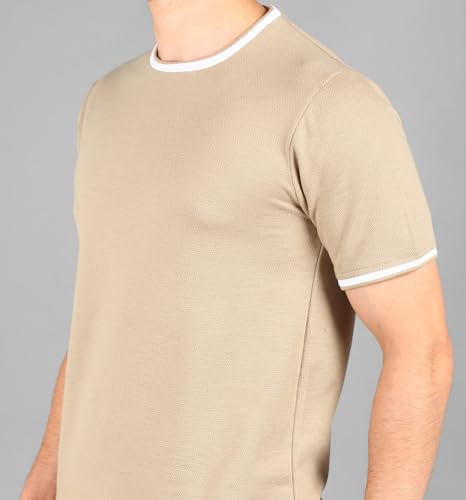 Image of Alan Jones Clothing Men's Self Design Cotton Regular Fit T-Shirt