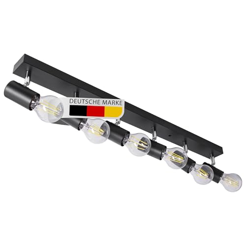 max K O M F O R T LED Deckenleuchte schwarz | 6x E27 Fassung 6-flammig | schwenkbar Deckenlampe Deckestrahler Deckenspot Wandleuchte proShine-E276-BK