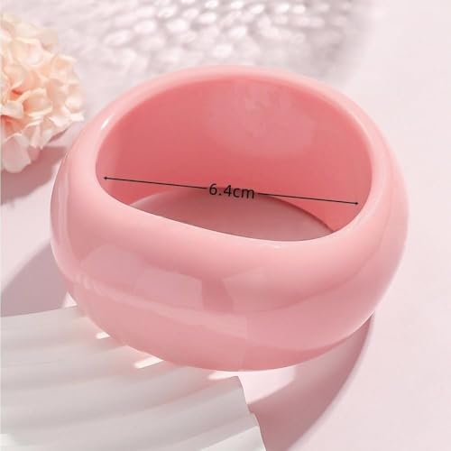 Colorful Resin Geometric Bangle Bracelet for Women Retro Acrylic Round Circular Wristband Bracelet Chunky Irregular Cuff Bracelet Jewelry Gift A-Pink by ChungLong0593 - Used condition - Image 3