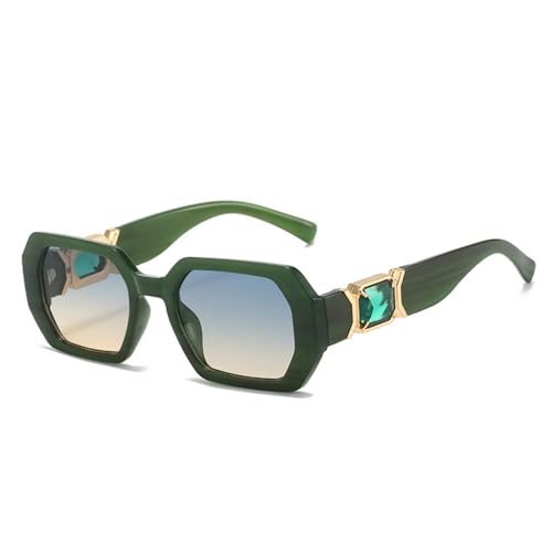 Lunettes de soleil vintage rectangle thé vert pour affirmer votre élégance singulière