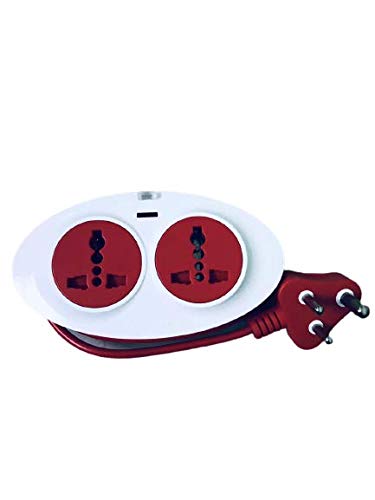 Goldmedal 240V Gio 3 Pin 1.5 Mtr Cable Extension Cords (White And Red)