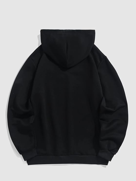 ZAFUL Men's Hooded Sweatshirt Graphic Colorblock Two Tone Fleece Lined Pullover Thermal Hoodie (PARIS2-Black, XL)2