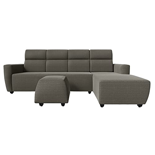 Image of Wakefit Sofa Set | 3 Year Warranty | Sofa 3 Seater, 3 Seater Sofa for Living Room, Wooden Sofa Set, 3 Seater + Right Aligned, Sofa for Living Room - Belize(Omega : Grey)