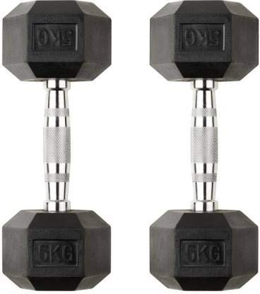 Kiraro Set of 5Kg x2pcs Fixed Weight Rubber Encased Hexagonal Dumbbell for Home/Commercial Gym(10Kg), Black (B08BCBZLDN) Amazon Price History, Amazon Price Tracker