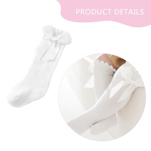 Baby Girl Knee High Socks Toddler Long Socks Ruffle Bow Socks Tube Stockings Infant Bow Dress Socks for Girls4