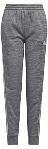 adidas Youth 3-Stripe Fleece Jogger (as1, Alpha, l, Regular, Heather Grey/White)