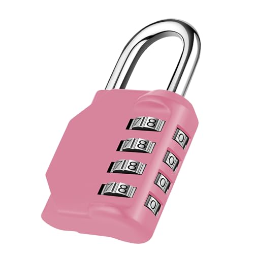 NAGE Padlocks with Code, Combination Padlock for Gym Locker, 4 Digit Combination Lock for School Locker, Outdoor Padlock Weatherproof for Garage, Backyard Fence Gate, Sheds (1P, Pink)