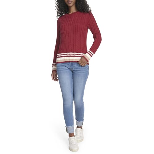 Image of Tommy Hilfiger Women's Cotton Crewneck Cable Sweater