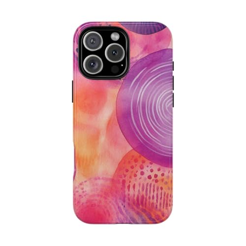 Coque rigide brillante iPhone 16 Pro Max cercles aquarelles abstraites