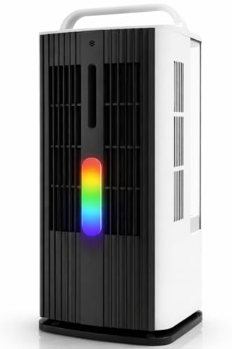 XAMATTS Portable Air Conditioner with Remote Control, 1700ml Evaporative Cooler with 7 Color LED Lights, 120° Oscillating Mini Air Conditioner with 3 Speeds & 7H Timer for Bedroom, Office Indoor Use
