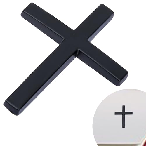 Metal Cross Decals for Cars 2.51.8 Christian Car Emblem Badge Decals 3D Self Adhesive Cross Stickers Car Accessories Jesus Stickers for Cars Body Fender Tail (Black)