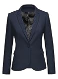 LookbookStore Women's Casual Oceana Blue Notched Lapel Button Work Office Blazer Jacket Suit with...
