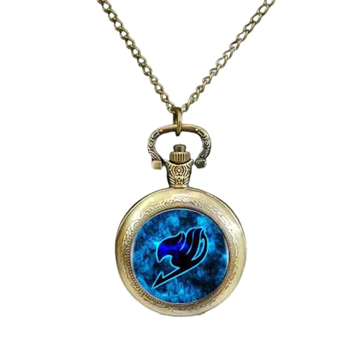 xdai 1 montre de poche avec logo Fairy Tail pour femme/homme Cabochon Vintage Chaîne noire Dota Montre de poche à quartz Heure