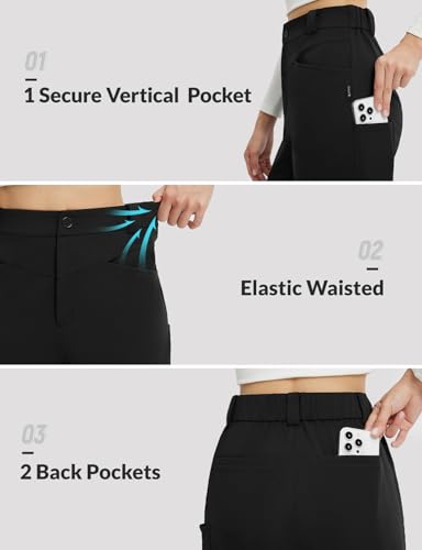 baleaf Womens Fleece Lined Pants Stretch Business Casual with 5 Pockets Travel Petite Work Thermal Pants Winter Sweatpants4