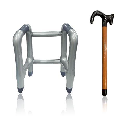 Inflatable Zimmer Frame and Walking Stick Blow Up Walking Frame - Funny Fancy Dress Prop for Retirement Party Stag Do & Old Man Costum