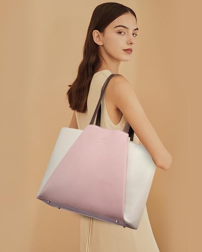 Image of LOVEVOOK Laptop Tote for Women - 15.6 Inch Faux Leather Laptop Bag with Clutch, Large Capacity Office Purse Computer