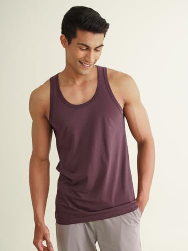 Image of DAMENSCH Regular Fit Solid Round Neck Vest Sleeveless Moisture Wicking Anti-Bacterial Anti Odour Soft & Durable Stretchable Cotton Vest for Men