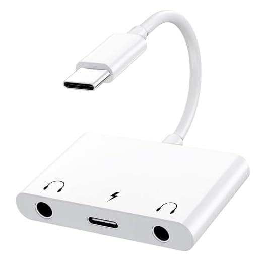 INVERSE NET Headphone Adapter for iPad, Headphone Splitter for 2 Headphones,3 in 1 USB C to 3.5mm Jack Audio Adapter with 60W Fast Charging Compatible with S24/23 Ultra.