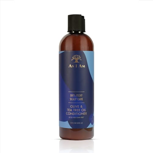 As I Am Dry & Itchy Scalp Care Conditioner - 12 ounce - Enriched with Zinc Pyrithione, Olive Oil, and Tea Tree Oil - Fights Dandruff and Seborrheic Dermatitis, blue