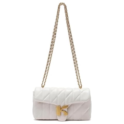 Keyli Crossbody Bag and Satchel Purse for Women - Fashion Soft Luxury Shoulder Bag Adjust Clutch Evening Bag Waterproof Leather Top-handle Bags with Chain Strap White Cover