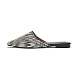 Cape Robbin Crunch Satin Clear Rhinestone Flat Mules (Crunch) - Black 6