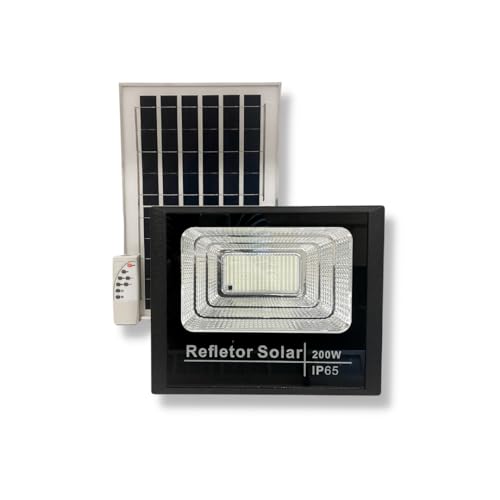 Gen&eacute;rico Refletor Solar 200w Luz de Led Holofote 6000K Preto 23 cm x 23 cm x 28 cm P&aacute;tio, Caminho,...