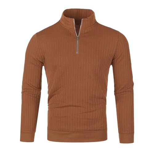 Men's Half Zip Knit Pullover Solid Color Loose Casual Stand Collar Long Sleeve Sweater