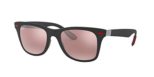 Ray-Ban Unisex Rb4195m Scuderia Ferrari Collection Sunglasses, Matte Black/Chromance Polarized Purple Mirrored Silver, 52 Mm US