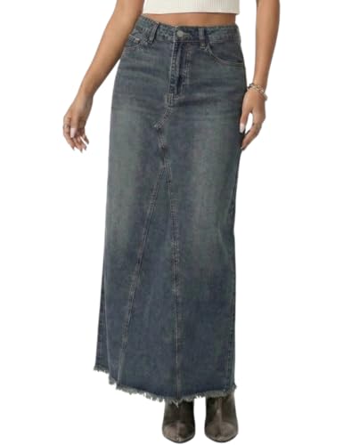 Image of ODDMONKEY Women High Waist Denim Skirt | Skirt for Women | Long Straight Fit Skirt |Long Skirt for Women