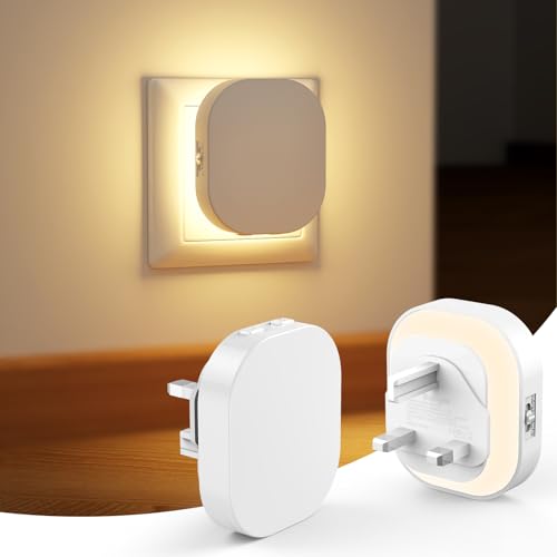 2 Pack Plug in Night Light with Motion Sensor Dimmable LED 2700K Warm