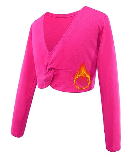 Girls Warm Ballet Wrap Tops Kids Long Sleeve Dance Top Sweater （Velvet Inner）