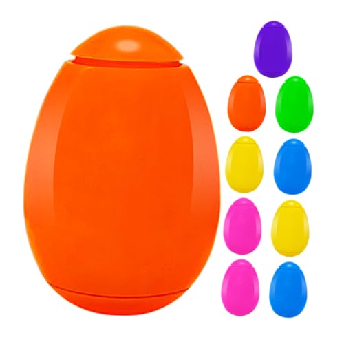 HONMEET Easter Egg Tops 10pcs Mix Color Spinning Tops for Kids Easter Egg Hunt Toys