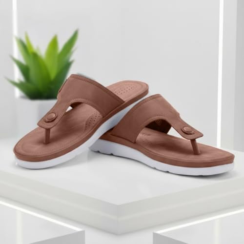 Image of DOCTOR EXTRA SOFT Womens Flat Memory Foam Slippers /Flip-Flops Fashion Stylish Casual Comfortable Diabetic Orthopedic Lightweight Synthetic Slip-On Sandals With Adjustable Buckle For Girls D-630