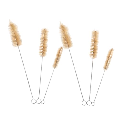 CIYODO 6pcs Laboratory Cleaning Brush Flask Test Tubes Lab Cleaning Brush Jar Cleaning Brush Test Tube Washing Brush Test Tube Scrub Brush Bristle Test Tube Brush Beige Stainless Steel