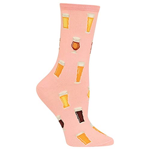 HotSox Womens Beer Socks, Blush, 1 Pair, Womens Shoe 4-10