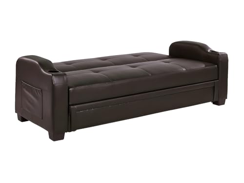 Vente-unique-Sofá Cama Clic-clac de Piel sintética Mirella - Marrón - imagen 5