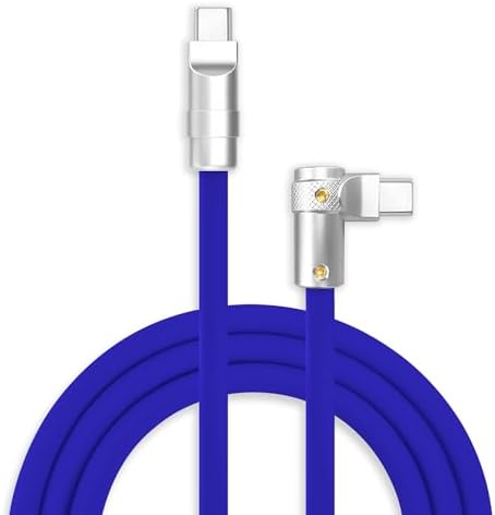 chubbycable FlexElbow 90 Degree 240W Fast Charging Cable Right Angle USB C Cable Silicone Charging Cord Compatible with iPhone 17-15 Series iPad, Dark Blue, Type-C to Type-C, 4.9FT