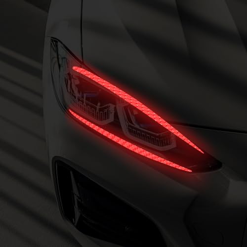Image of 4 Pcs Reflective Eyeliner Car Decals-2 Pair Super Bright Vinyl Stickers for Headlights, High Reflective Car Headlight Eyelashes Sticker Cute Girl Car Accessory (Red)