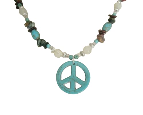 Turquoise Peace Sign Necklace, handmade jewelry boho bohemian hippie gypsy new age cowgirl southwest
